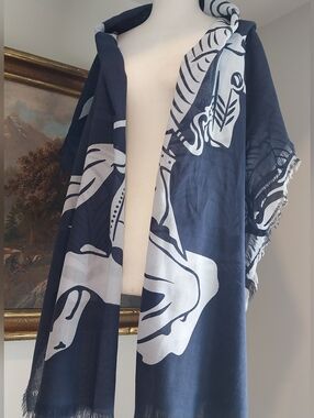 Burberry Blue Scarf with White Logo